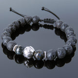 Men's Women Lava Rock Mixed Blue Tiger Eye Adjustable Braided Bracelet Tibetan Silver Lotus Bead DiyNotion T261