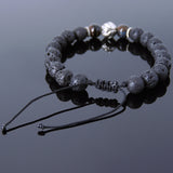 Men's Women Lava Rock Mixed Blue Tiger Eye Adjustable Braided Bracelet Tibetan Silver Lotus Bead DiyNotion T261