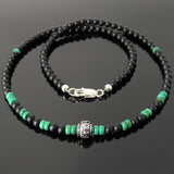 Men's Women Matte Black Onyx Turquoise 925 Sterling Silver Necklace OM Bead & Clasp DiyNoion Handmade NK134