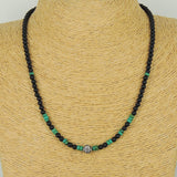 Men's Women Matte Black Onyx Turquoise 925 Sterling Silver Necklace OM Bead & Clasp DiyNoion Handmade NK134