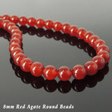 Men's Women Red Agate 925 Sterling Silver Necklace Spacers & Clasp DiyNotion Handmade NK135