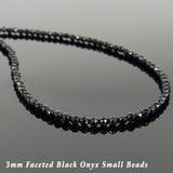 Men's Women 3mm Faceted Black Onyx 925 Sterling Silver Necklace Seamless Beads & Clasp DiyNotion Handmade NK136