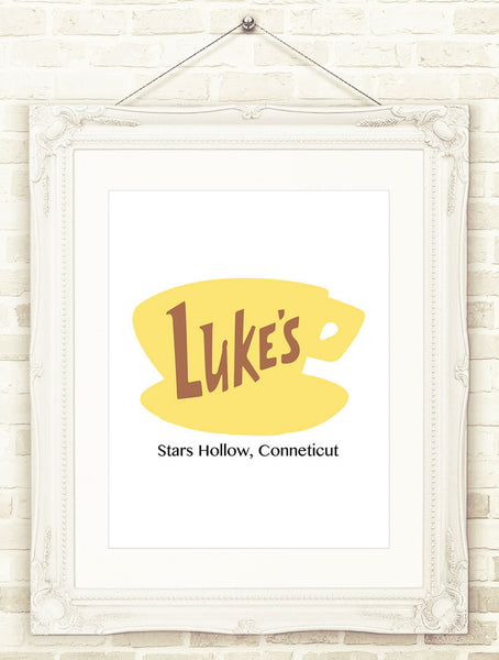 Gilmore Girls Print, Luke's Diner Stars Hollow Town Signs Printable Wall Art, INSTANT DOWNLOAD 3 Sizes, Lorelai, Rory, Gilmore Girls Poster