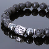 Men's Women Lava Rock Hematite Tibetan Silver Bracelet Sakyamuni Buddha Yoga Mala DiyNotion Handmade T162