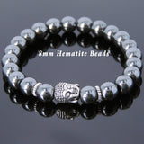 Men's Women Lava Rock Hematite Tibetan Silver Bracelet Sakyamuni Buddha Yoga Mala DiyNotion Handmade T164