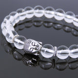 Men's Women White Crystal Tibetan Silver Bracelet Sakyamuni Buddha Yoga Mala DiyNotion Handmade T165