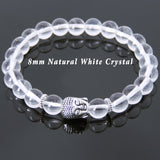Men's Women White Crystal Tibetan Silver Bracelet Sakyamuni Buddha Yoga Mala DiyNotion Handmade T165