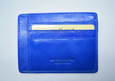 Credit Card Holder Leather Card Wallet  Electric Blu Leather Business Card Holder Made in Italy Gift for Him Gift For Her Birthday Gift