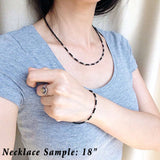 Men's Women 3mm Faceted Black Onyx 925 Sterling Silver Necklace Bracelet Set DiyNotion Handmade NK137_BR872