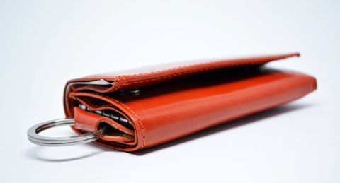 Key Case Key Holder Italian Leather Key Pouch Orange Color Made in Italy Portachiavi in Pelle Gift for Him Gift for Her Easter Gift