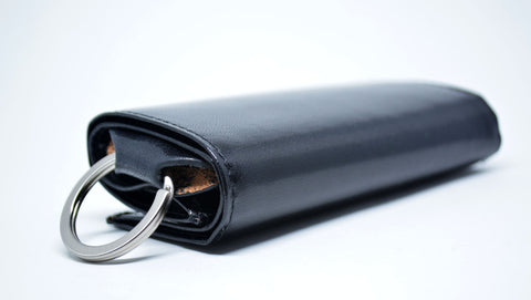 Key Case Key Holder Italian Leather Key Pouch Black Color Made in Italy Portachiavi in Pelle Gift for Him Gift for Her Birthday Gift