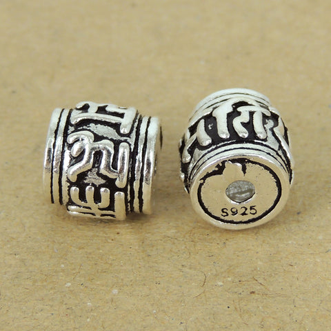 925 Stamp Sterling Silver Mantra OM Bead Vintage Buddhism Meditation Jewelry Making Wholesale Retail WSP438