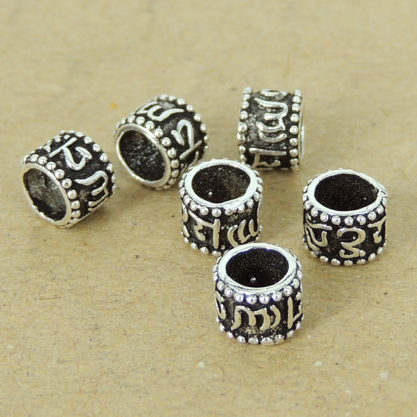 6 PCS 925 Sterling Silver OM Spacers Vintage Buddhism Mala Protection Jewelry Making Wholesale Retail WSP441X6