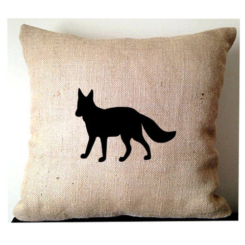 Rustic Home Decor, Burlap Decorative Cottage Decor, Fox Pillows, Animal Burlap Pillows, Cabin Decor, Burlap Cushions