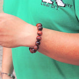 Handmade 14mm Red Tiger Eye Bracelet Healing Gemstone Men's Jewelry DiyNotion BR058