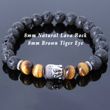 Men's Women Lava Rock Tiger Eye Tibetan Silver Bracelet Sakyamuni Buddha Yoga Mala DiyNotion Handmade T168