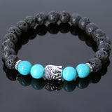 Men's Women Lava Rock Turquoise Tibetan Silver Bracelet Sakyamuni Buddha Yoga Mala DiyNotion Handmade T170