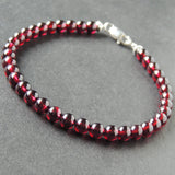 Men's Women AAA Garnet 925 Sterling Silver Bracelet with Clasp DiyNotion Handmade BR358