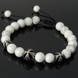 Men's Women White Howlite Adjustable Braided Bracelet 925 Sterling Silver Cross Beads DiyNotion BR843