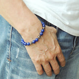Men's Women Lapis Lazuli Adjustable Braided Bracelet 925 Sterling Silver Round Bead DiyNotion BR849