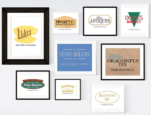 Gilmore Girls Prints, Stars Hollow Town Signs, Set of 9, 3 Sizes Included Printable Wall Art INSTANT DOWNLOAD, Gilmore Girls Poster