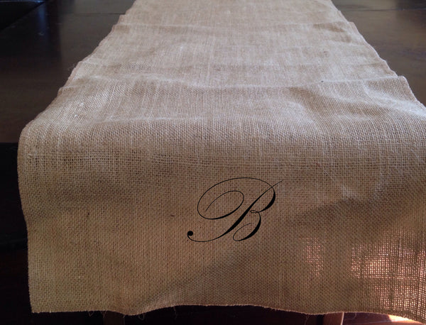 Monogram Burlap Kitchen Decor, Burlap Table Runners, Wedding Decor, Burlap Table Top, Rustic Table Runner, Rustic Home Decor