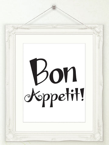 Kitchen Wall Art Bon Appetit, Printable Wall Art  INSTANT DOWNLOAD, Dining Room Decor, Kitchen Poster, Modern Art Print, French Art Print