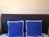 30% OFF Trim Pillows, Bedroom Pillows, Blue throw Pillows, Border Throw Pillows, 24x24 Sham Trim Cushions, Shams with Borders