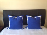30% OFF Trim Pillows, Bedroom Pillows, Blue throw Pillows, Border Throw Pillows, 24x24 Sham Trim Cushions, Shams with Borders