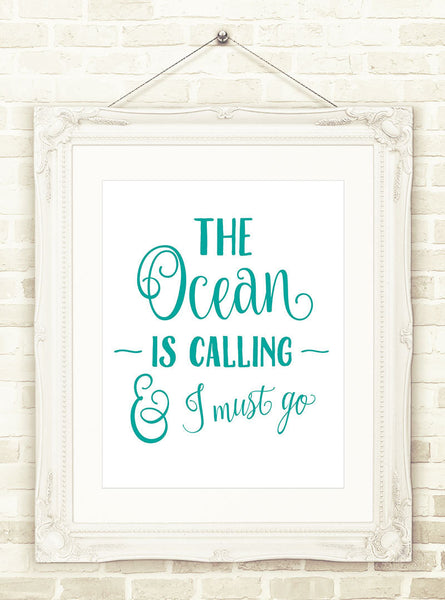 Beach Wall Art, The Ocean Is Calling INSTANT DOWNLOAD, Printable Art, Beach House Decor, Ocean Print, Beach Printable, Adventure Art