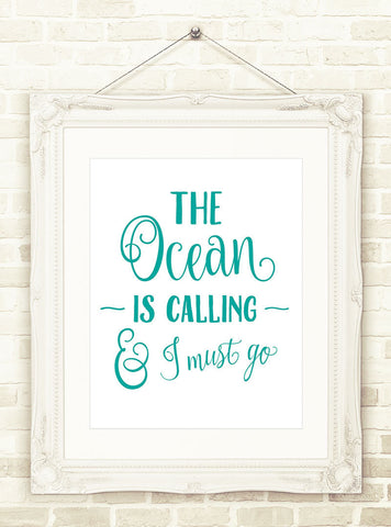 Beach Wall Art, The Ocean Is Calling INSTANT DOWNLOAD, Printable Art, Beach House Decor, Ocean Print, Beach Printable, Adventure Art