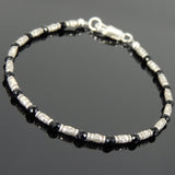 Men's Women Black Onyx 925 Sterling Silver Bracelet Handmade Beads from Thailand DiyNotion Handmade BR865