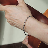 Men's Women Black Onyx 925 Sterling Silver Bracelet Handmade Beads from Thailand DiyNotion Handmade BR865