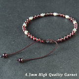 Men's Women AAA Garnet Adjustable Braided Bracelet 925 Sterling Silver Beads DiyNotion Handmade BR866