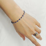 Men's Women Lapis Lazuli 925 Sterling Silver Bracelet Handmade Beads from Thailand DiyNotion Handmade BR869