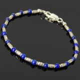 Men's Women Lapis Lazuli 925 Sterling Silver Bracelet Handmade Beads from Thailand DiyNotion Handmade BR869