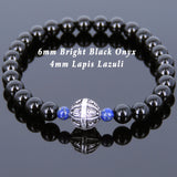Men's Women Black Onyx Lapis Bracelet 925 Sterling Silver OM Bead DiyNotion Handmade BR731