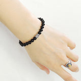 Men's Women Black Onyx Bracelet 925 Sterling Silver OM Bead DiyNotion Handmade BR732