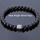 Men's Women Black Onyx Bracelet 925 Sterling Silver OM Bead DiyNotion Handmade BR732