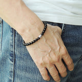 Men's Women Black Onyx Bracelet 925 Sterling Silver OM Bead DiyNotion Handmade BR732