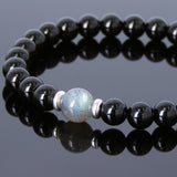 Men's Women Black Onyx Labradorite Bracelet 925 Sterling Silver Spacers DiyNotion Handmade BR733