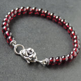 Handmade AAA Garnet 925 Sterling Silver Bracelet with Rose Clasp DiyNotion BR734