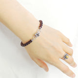 Handmade AAA Garnet 925 Sterling Silver Bracelet with Rose Clasp DiyNotion BR734