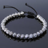 Men's Women Adjustable Braided Bracelet 925 Sterling Silver Cross Beads DiyNotion BR870