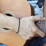 Men's Women 3mm Faceted Black Onyx 925 Sterling Silver Bracelet DiyNotion Handmade BR871