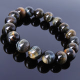 Handmade 12mm Brown Blue Tiger Eye Bracelet Healing Gemstone Men Women DiyNotion BR873