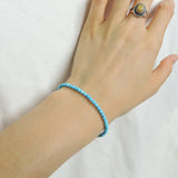 Men's Women 3mm Blue Turquoise 925 Sterling Silver Bracelet Gemstone DiyNotion Handmade BR876