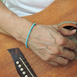 Men's Women 3mm Blue Turquoise 925 Sterling Silver Bracelet Gemstone DiyNotion Handmade BR876