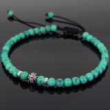 Men's Women Enhanced Turquoise Adjustable Braided Bracelet 925 Sterling Silver Cross Spacers DiyNotion BR877