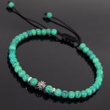 Men's Women Enhanced Turquoise Adjustable Braided Bracelet 925 Sterling Silver Cross Spacers DiyNotion BR877